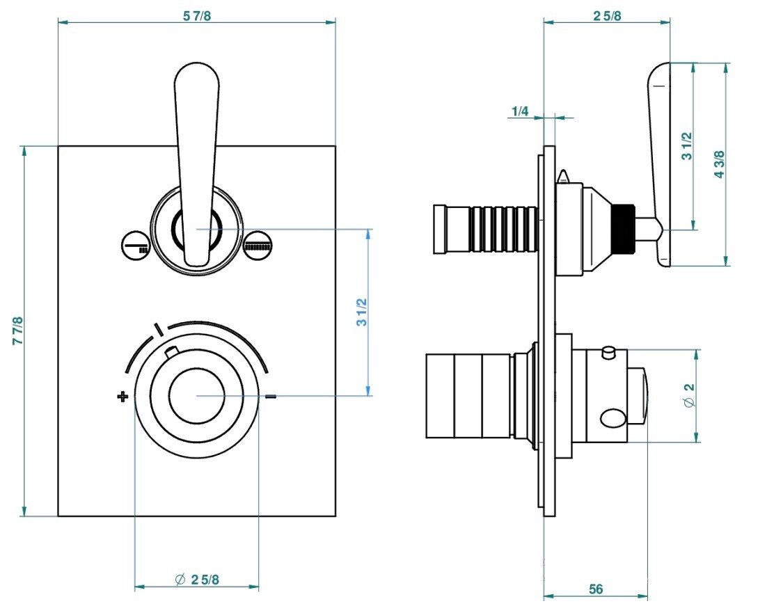Set de finition THG pour douche thermostatique à encastrer 2 fonctions avec inverseur - Collection "Dean" — vue 5