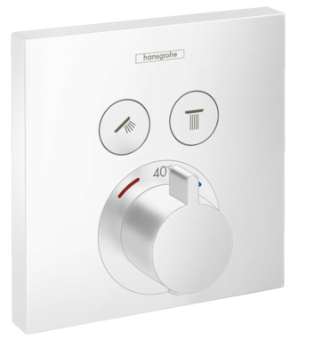 Set de finition pour mitigeur thermostatique encastré Hansgrohe ShowerSelect en blanc mat
