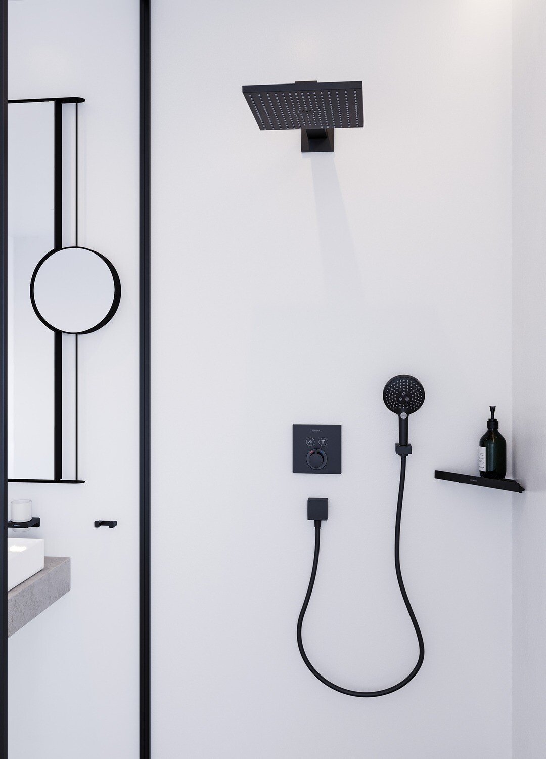 Set de finition pour mitigeur thermostatique encastré Hansgrohe ShowerSelect en noir mat