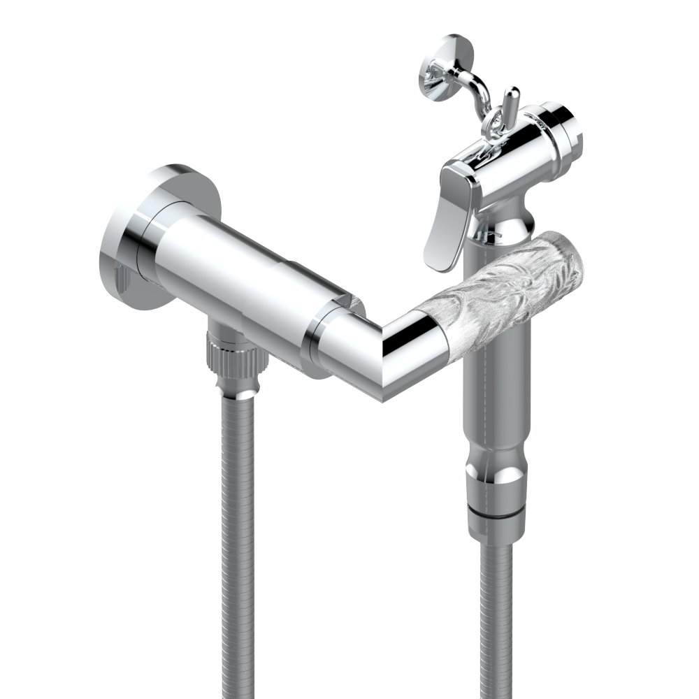 Ensemble hygiénique de WC THG avec robinet d&#39;arrêt - Collection &quot;Bambou Cristal Clair&quot;