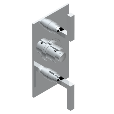 Set de finition THG pour douche thermostatique à encastrer avec deux robinets d&#39;arrêt à 2 fonctions - Collection &quot;Beluga à manettes&quot;