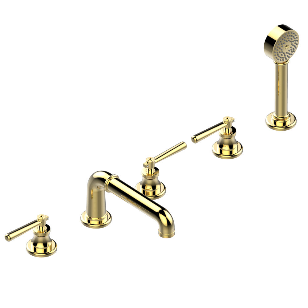 Mélangeur de bain / douche 5 trous THG avec bec super goliath, 2 côtés sur gorge et douchette alimentée par mitigeur à cartouche progressive Collection "Beaubourg à manettes" — vue 2