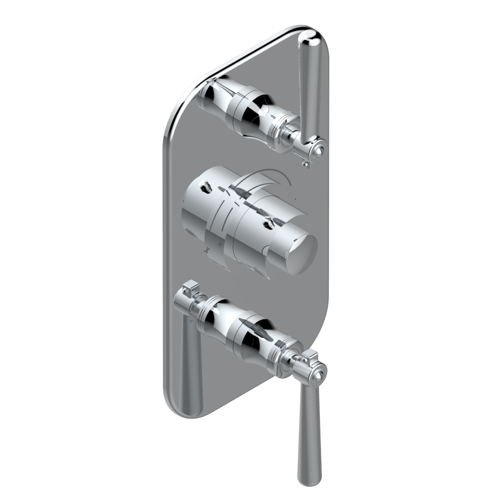 Set de finition THG pour douche thermostatique à encastrer avec deux robinets d&#39;arrêt à 2 fonctions - Collection &quot;Beaubourg à manettes&quot;