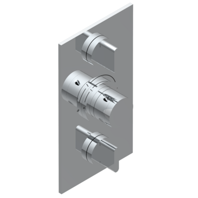 Set de finition THG pour douche thermostatique à encastrer avec deux robinets d&#39;arrêt à 2 fonctions - Collection &quot;Icon-X à manettes&quot;
