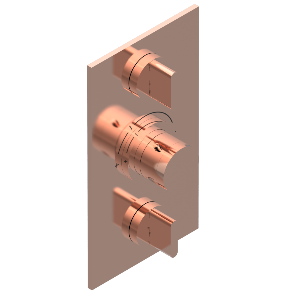Set de finition THG pour douche thermostatique à encastrer avec deux robinets d'arrêt à 2 fonctions - Collection "Icon-X à manettes" — vue 4