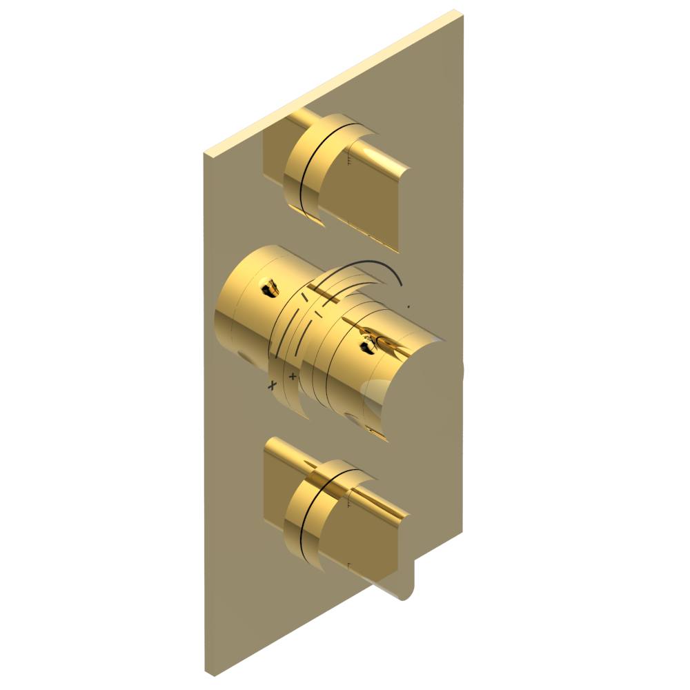 Set de finition THG pour douche thermostatique à encastrer avec deux robinets d'arrêt à 2 fonctions - Collection "Icon-X à manettes" — vue 3