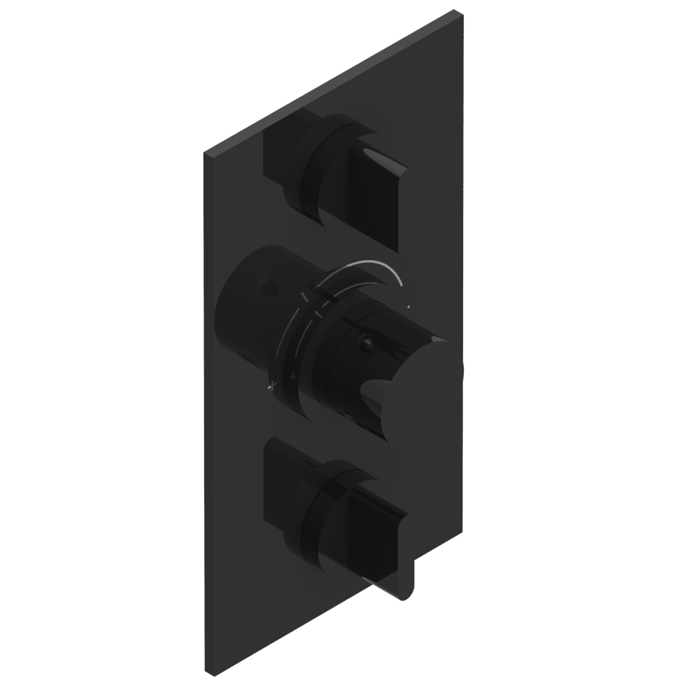 Set de finition THG pour douche thermostatique à encastrer avec deux robinets d'arrêt à 2 fonctions - Collection "Icon-X à manettes" — vue 2