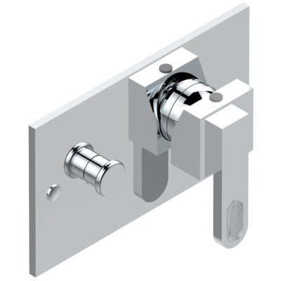 Set de finition THG pour douche à encastrer 2 fonctions avec inverseur - Collection &quot;Lalique Cristal Clair à manettes&quot;