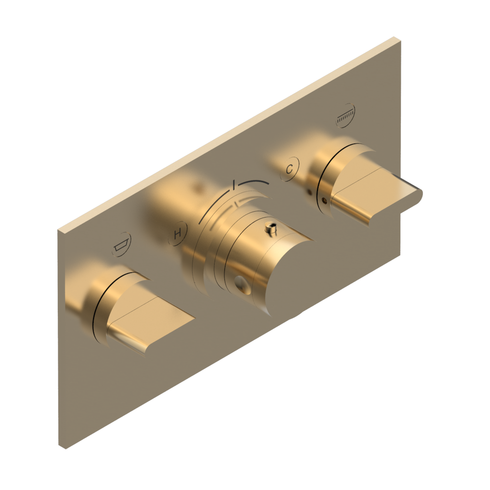 Set de finition THG pour douche thermostatique à encastrer avec deux robinets d'arrêt pour installation horizontale à 2 fonctions - Collection "Icon-X à manettes" — vue 5