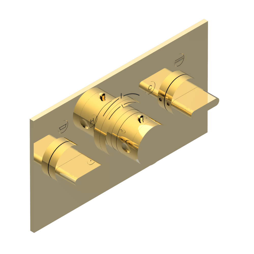 Set de finition THG pour douche thermostatique à encastrer avec deux robinets d'arrêt pour installation horizontale à 2 fonctions - Collection "Icon-X à manettes" — vue 3