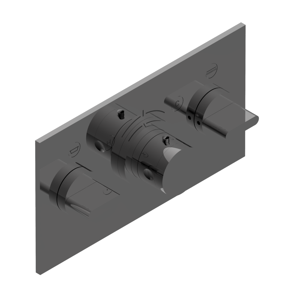 Set de finition THG pour douche thermostatique à encastrer avec deux robinets d'arrêt pour installation horizontale à 2 fonctions - Collection "Icon-X à manettes" — vue 4