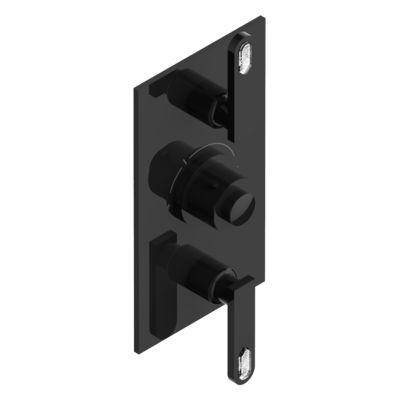 Set de finition THG pour douche thermostatique à encastrer avec deux robinets d'arrêt à 2 fonctions - Collection "Lalique Cristal Clair à manettes", Choix de la finition: PVD bronze brown - F33