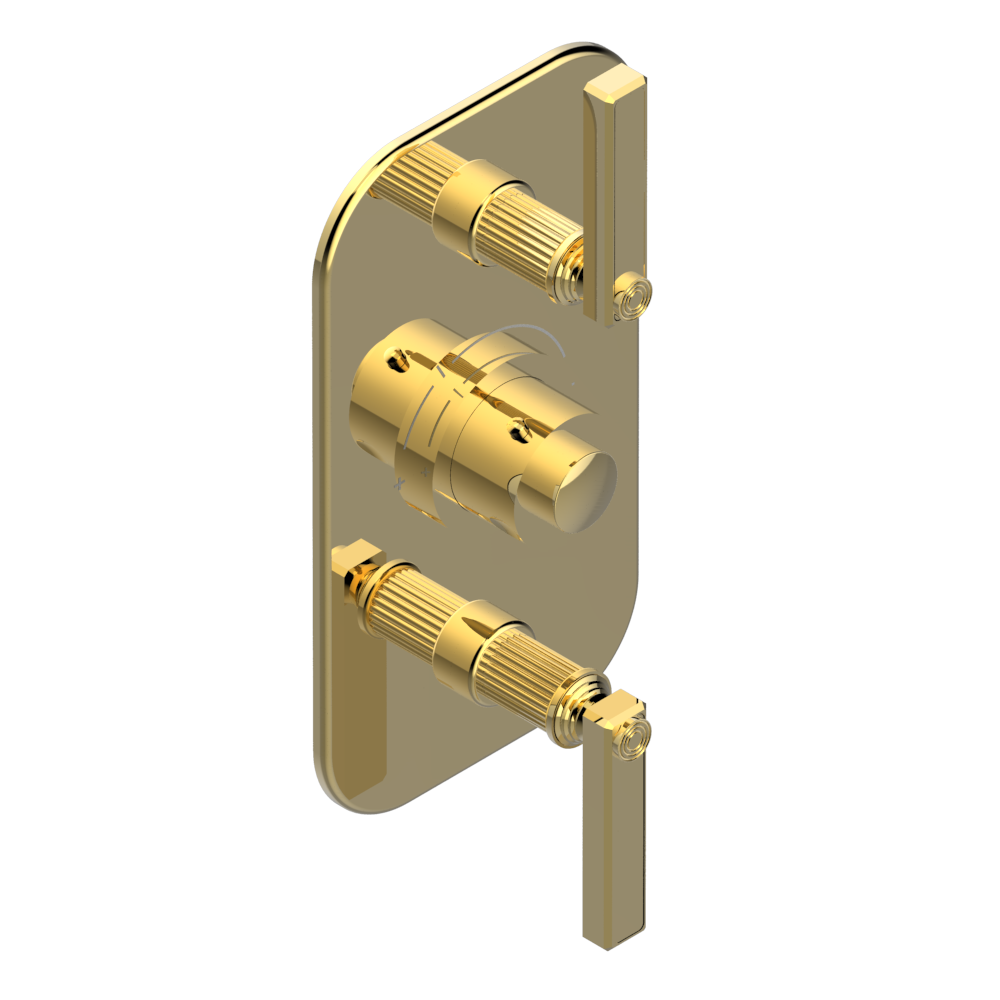 Set de finition THG pour douche thermostatique à encastrer avec deux robinets d'arrêt pour installation verticales à 2 fonctions - Collection "Grand Central"