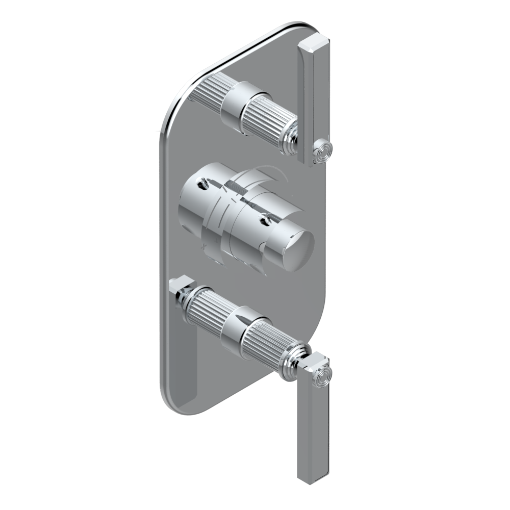 Set de finition THG pour douche thermostatique à encastrer avec deux robinets d&#39;arrêt pour installation verticales à 2 fonctions - Collection &quot;Grand Central&quot;