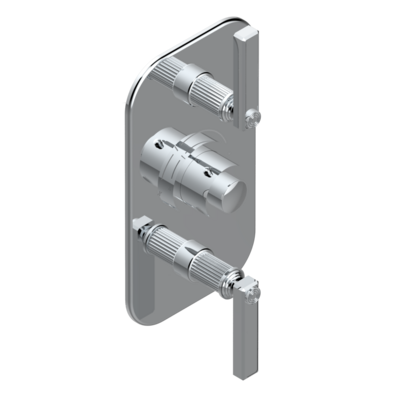 Set de finition THG pour douche thermostatique à encastrer avec deux robinets d&#39;arrêt pour installation verticales à 2 fonctions - Collection &quot;Grand Central&quot;