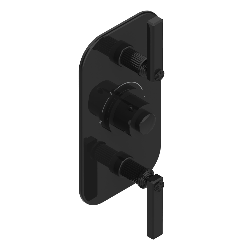 Set de finition THG pour douche thermostatique à encastrer avec deux robinets d'arrêt pour installation verticales à 2 fonctions - Collection "Grand Central" — vue 3