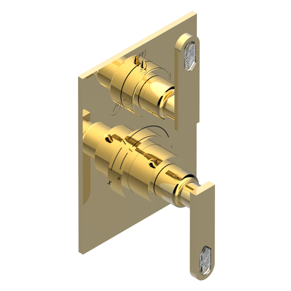 Set de finition THG pour douche thermostatique à encastrer 2 fonctions avec inverseur - Collection "Lalique Cristal Clair à manettes" — vue 3