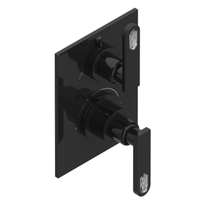 Set de finition THG pour douche thermostatique à encastrer 2 fonctions avec inverseur - Collection "Lalique Cristal Clair à manettes", Choix de la finition: PVD bronze brown - F33