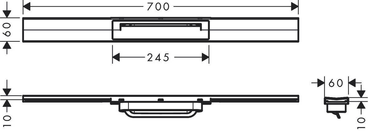 Set de finition Hansgrohe RainDrain Flex 700 mm découpable en noir chromé brossé — vue 3