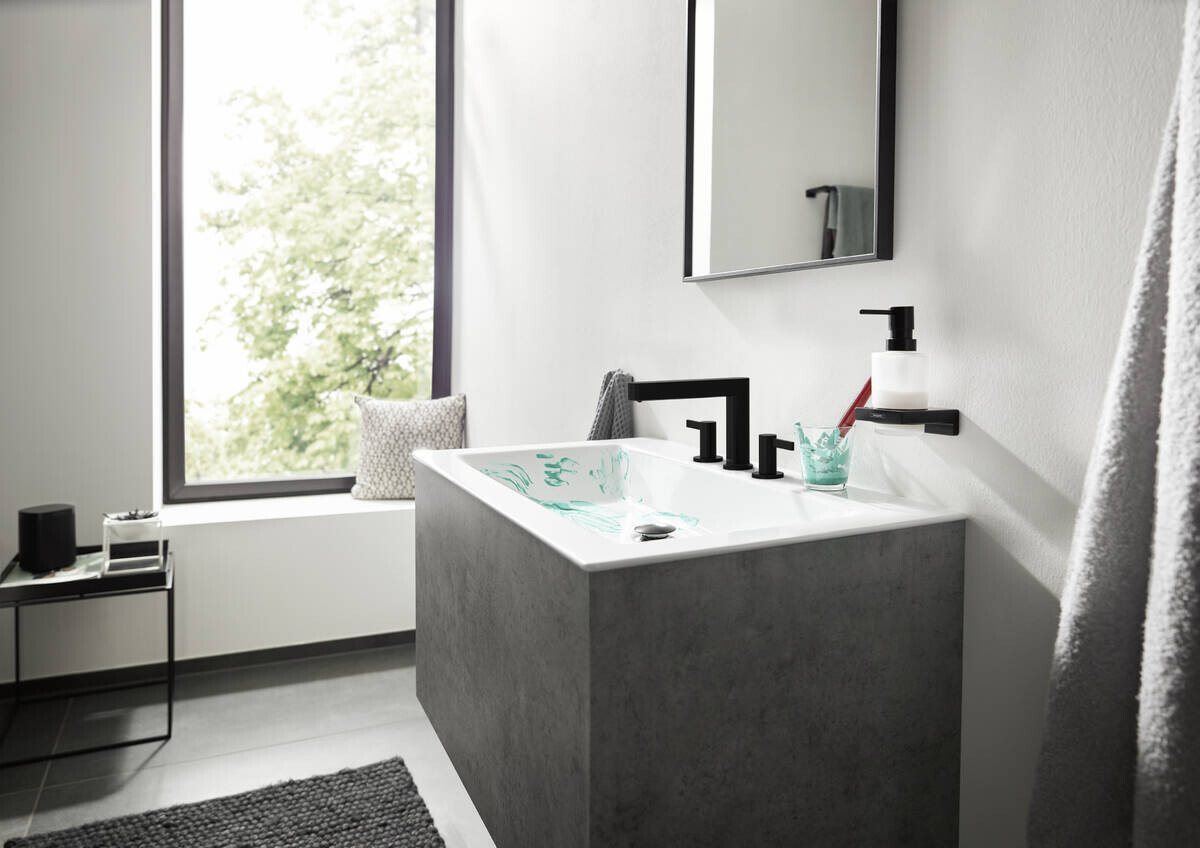 Distributeur de savon liquide Hansgrohe AddStoris en noir mat — vue 3
