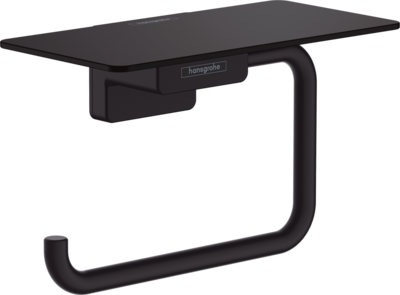 Porte-papier WC avec tablette Hansgrohe AddStoris en noir mat