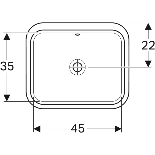 Vasque à encastrer par le dessous Geberit VariForm rectangulaire 53 x 44 cm avec trop-plein - vue 6