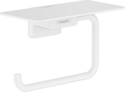 Porte-papier WC avec tablette Hansgrohe AddStoris en blanc mat