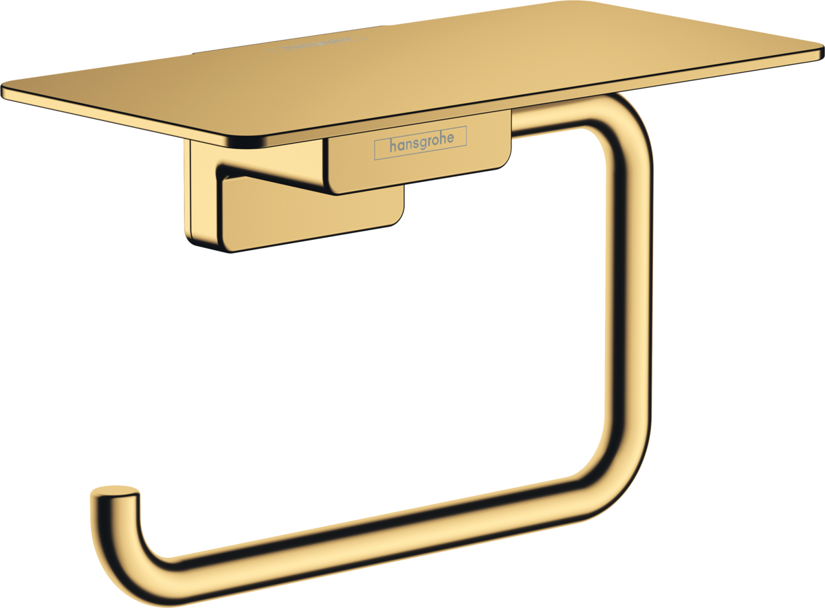 Porte-papier WC avec tablette Hansgrohe AddStoris en doré poli