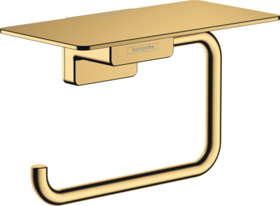Porte-papier WC avec tablette Hansgrohe AddStoris en doré poli