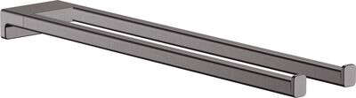 Porte-serviettes double branche Hansgrohe AddStoris en noir chromé brossé