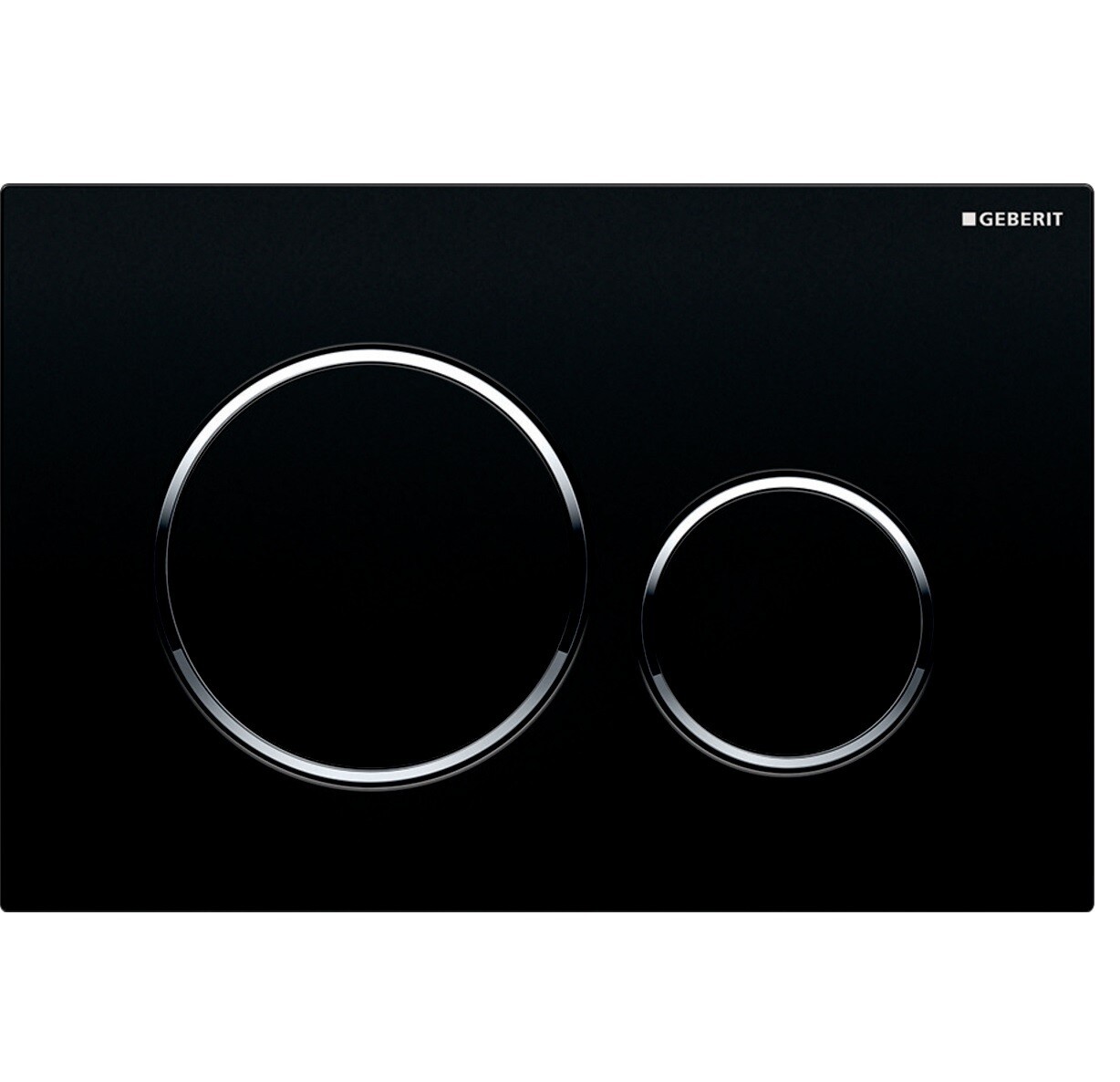 Plaque de déclenchement Geberit Sigma20 / Noir - anneaux design : chromé brillant