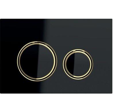 Plaque de déclenchement Geberit Sigma50 round / Verre noir - laiton