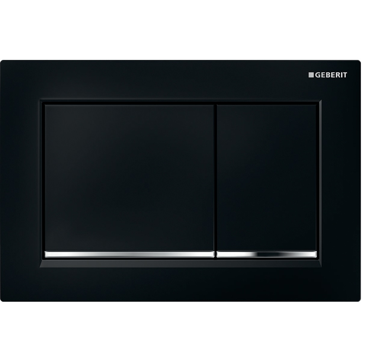 Plaque de déclenchement Geberit Omega20 square pour rinçage double touche / Noir - bandes design : chromé brillant