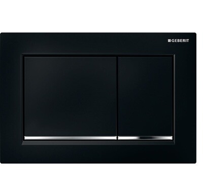 Plaque de déclenchement Geberit Omega20 square pour rinçage double touche / Noir - bandes design : chromé brillant