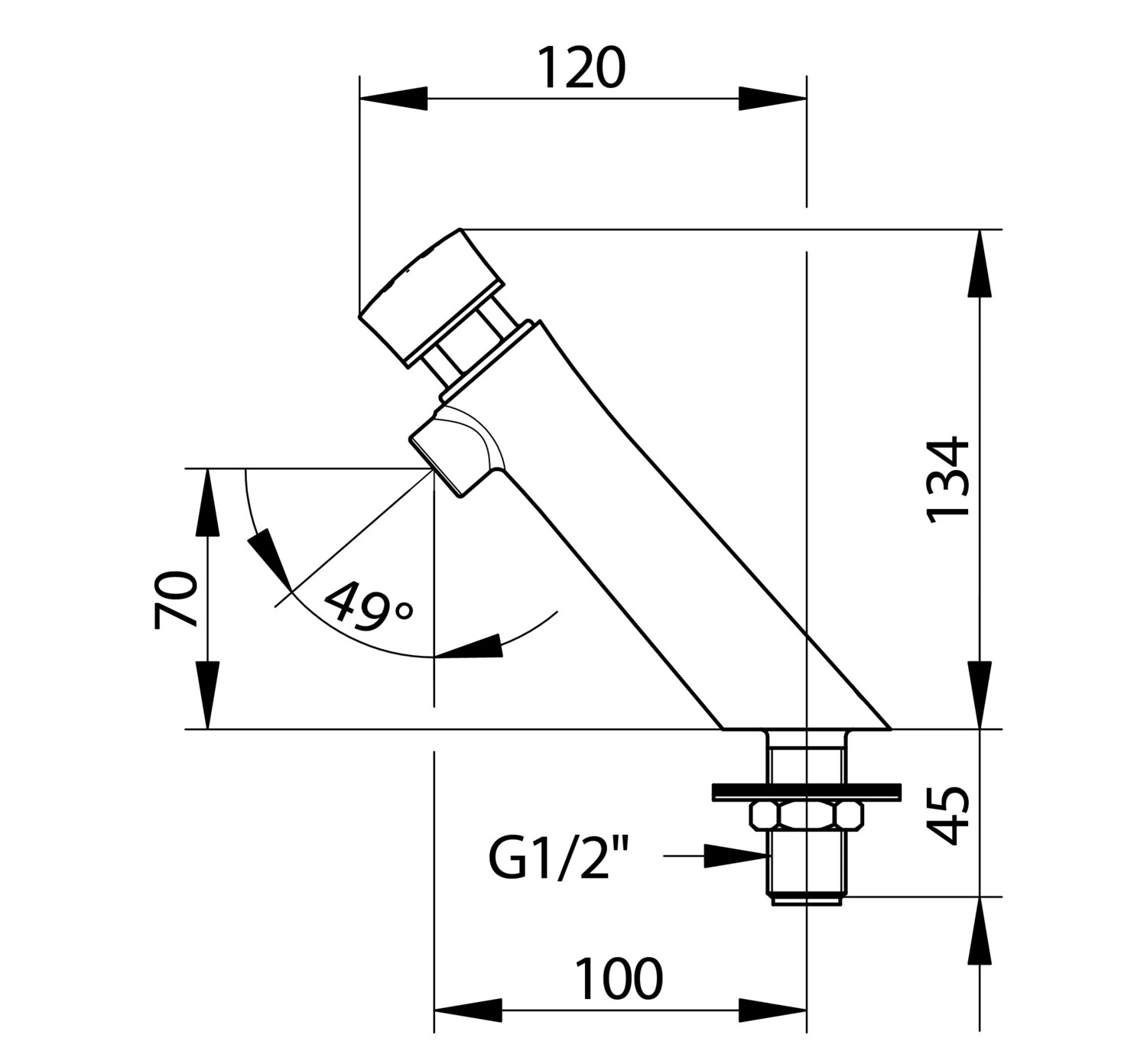 Robinet temporisé sur plage pour lavabo Presto Neo (temporisation de 7 secondes)