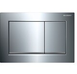Plaque de déclenchement Geberit Omega20 square pour rinçage double touche / chromé brillant - bandes design : chromé