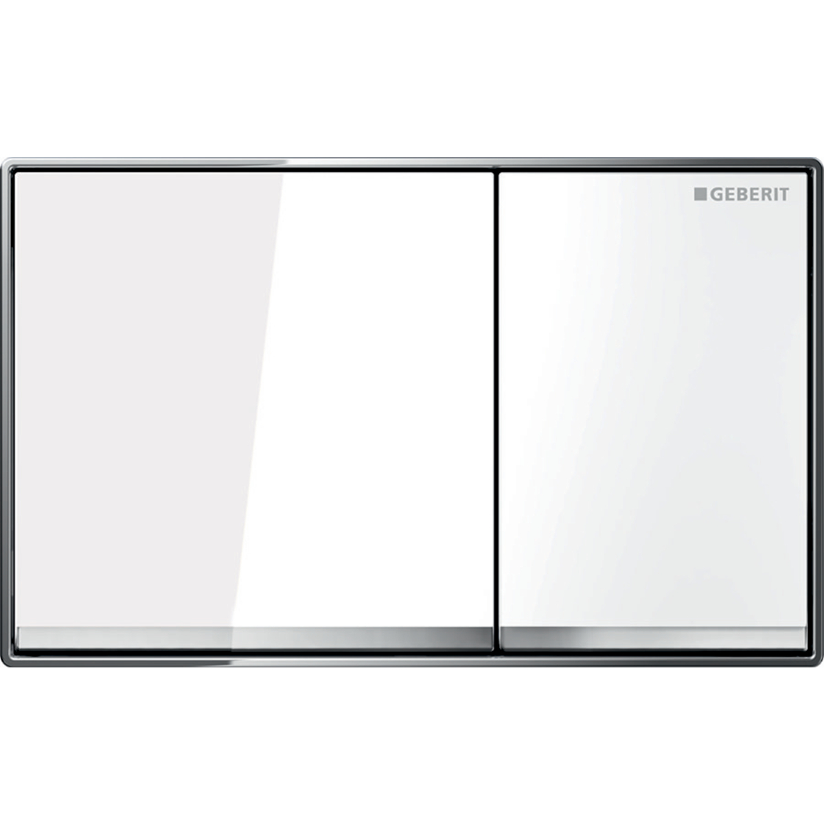 Plaque de déclenchement Geberit Omega60 square pour rinçage double touche, à fleur de paroi / Blanc