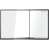 Plaque de déclenchement Geberit Omega60 square pour rinçage double touche, à fleur de paroi / Blanc