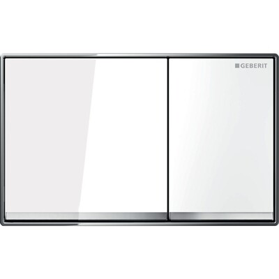 Plaque de déclenchement Geberit Omega60 square pour rinçage double touche, à fleur de paroi / Blanc