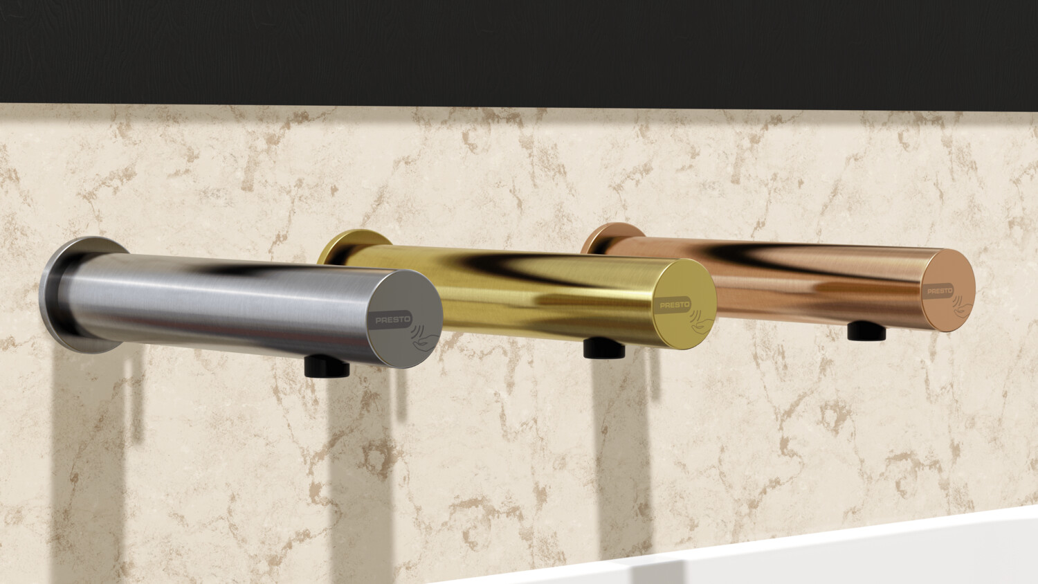 Robinet de lavabo électronique mural avec pile Presto Linea