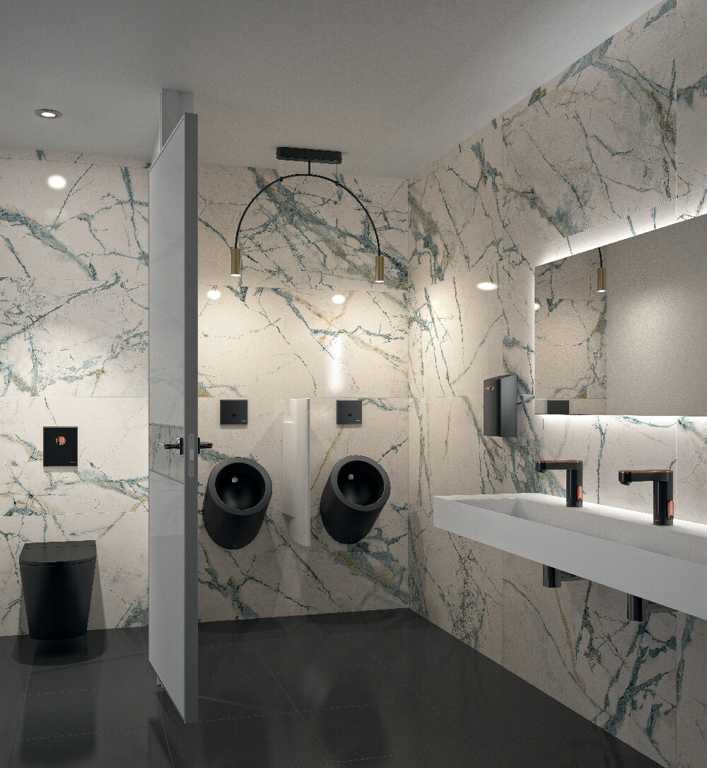 Mitigeur de lavabo électronique en noir / or rosé avec pile Presto So’o