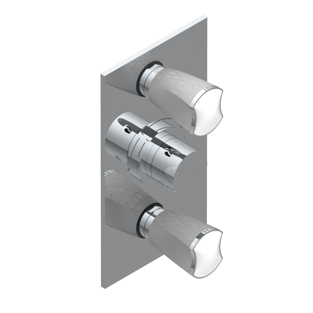 Set de finition THG pour douche thermostatique à encastrer avec deux robinets d&#39;arrêt à 2 fonctions - Collection &quot;Infini porcelaine blanche&quot;