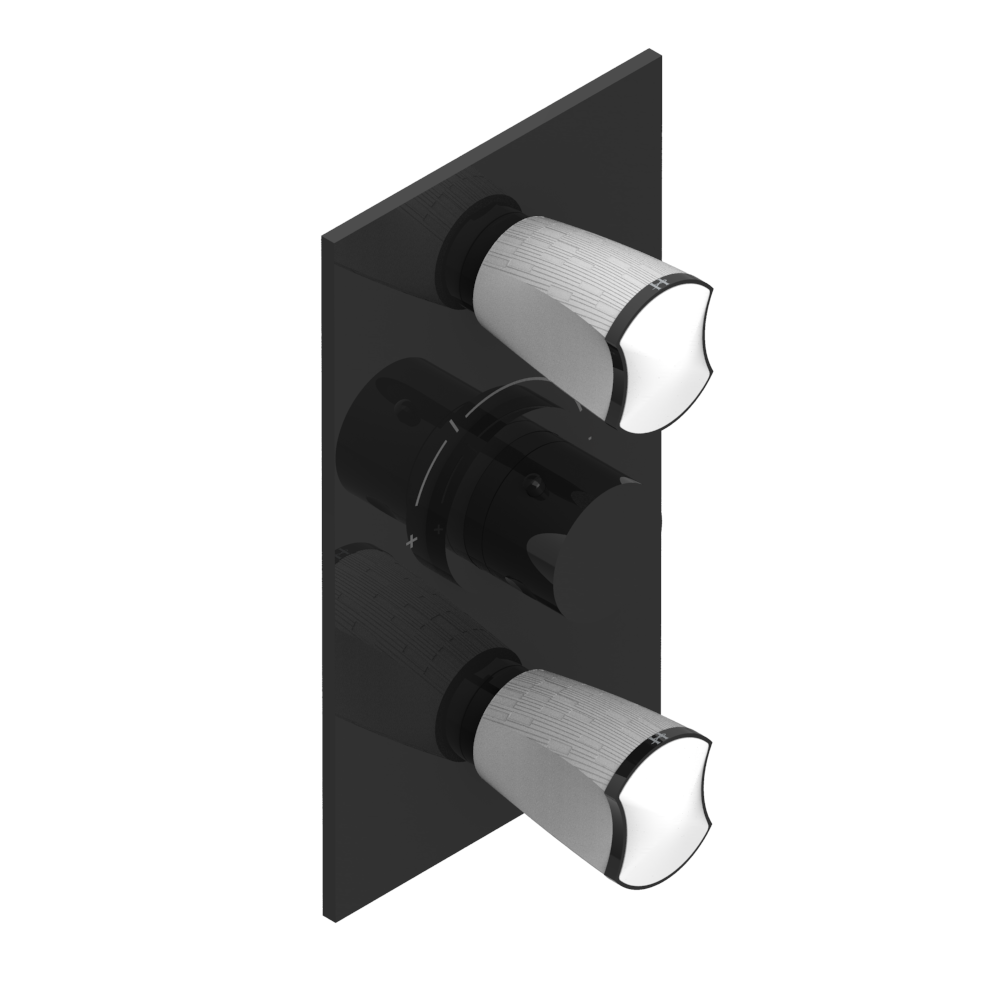 Set de finition THG pour douche thermostatique à encastrer avec deux robinets d'arrêt à 2 fonctions - Collection "Infini porcelaine blanche" — vue 3