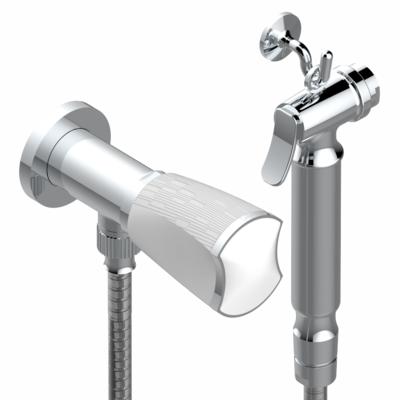 Ensemble hygiénique de WC THG avec robinet d&#39;arrêt - Collection &quot;Infini porcelaine blanche&quot;