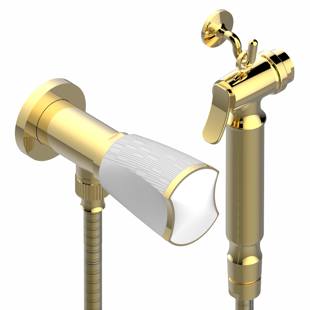 Ensemble hygiénique de WC THG avec robinet d'arrêt - Collection "Infini porcelaine blanche"