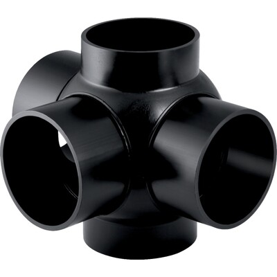 Embranchement boule 88.5° Geberit PEHD à trois départs, raccords 90° déportés : d=110mm, d1=110mm