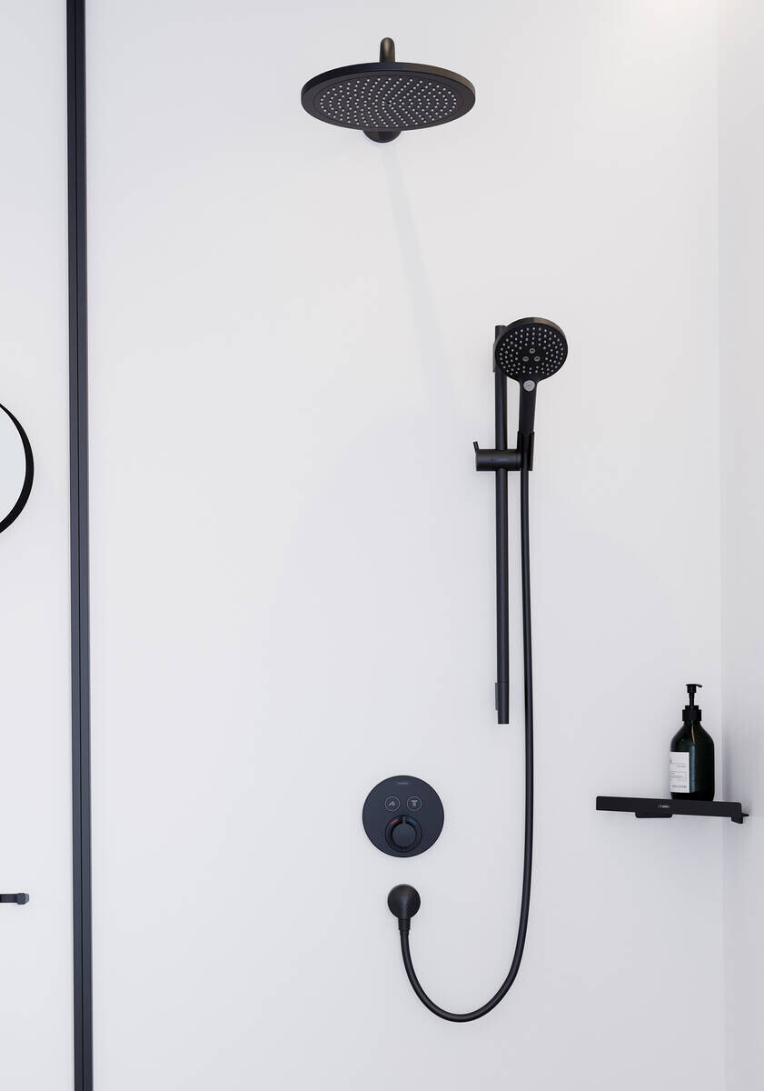 Set de finition pour mitigeur thermostatique encastré Hansgrohe ShowerSelect S en noir mat