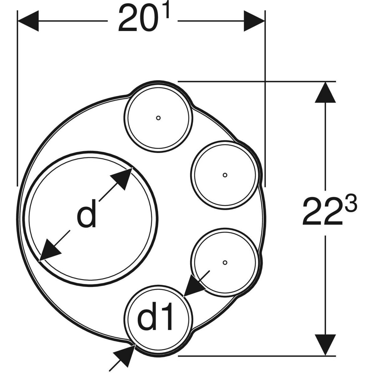 Collecteur d'eaux usées Geberit PEHD : d=110mm, d1=56mm — vue 3