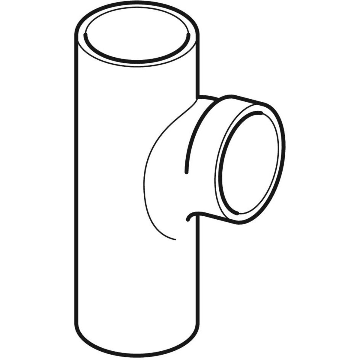 Embranchement 88.5° (T) Geberit PEHD avec départ coudé : d=110mm, d1=110mm — vue 2