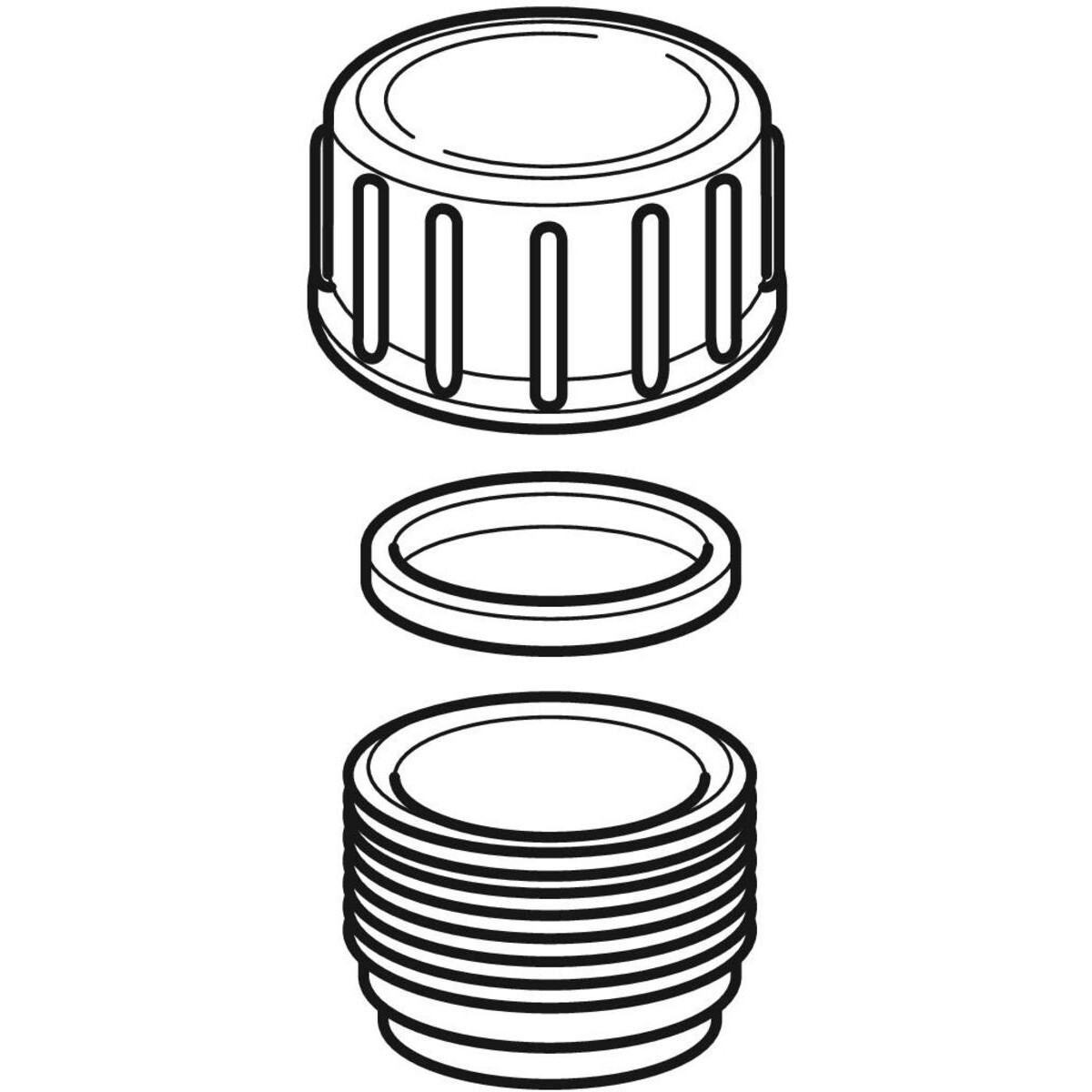 Tubulure filetée Geberit PEHD avec bouchon à visser (bouchon de dégorgement) : d=40mm